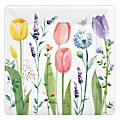 Amscan Spring Tulip Garden 10" Square Paper Plates, Multicolor, 8 Plates Per Pack, Set Of 3 Packs