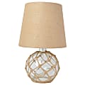 Elegant Designs Buoy Netted Glass Table Lamp, 15-1/4"H, Burlap Shade/Clear Base