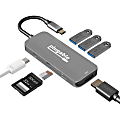 Plugable USB-C Hub 7-in-1, Compatible with Mac, Windows, Chromebook, USB4, Thunderbolt 4, and More - (4K HDMI, 3 USB 3.0, SD & microSD Card Reader, 100W Charging)