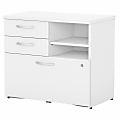 Bush Business Furniture Studio C 29-5/7"W x 17"D Lateral File Cabinet With Drawers and Shelves, White, Standard Delivery