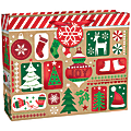 Amscan Christmas Festive Fun Horizontal Gift Bags With Gift Tags, Large, Pack Of 20 Bags