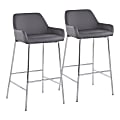 LumiSource Daniella Counter Stools, Gray/Chrome, Set Of 2 Stools