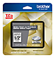 Brother TZe Premium Glitter Laminated Tape, 1/2" x 26-3/16', White Ink/Silver Tape