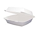 Dart® Hinged-Lid Foam Containers, 3 1/4"H x 8 3/8"W x 7 7/8"D, White, Pack Of 200 Containers