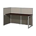 Bush Business Furniture Easy Office 60"W Cubicle Desk Workstation With 45"H Open Panels, Mocha Cherry/Silver Gray, Standard Delivery