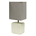 Simple Designs Petite Faux Stone Table Lamp, 11-13/16”H, White Base/Gray Shade