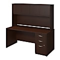Bush Business Furniture Components Elite Desk With Storage, 66"W x 30"D, Mocha Cherry, Premium Installation