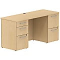 Bush Business Furniture 300 Series Office Desk With 2 Pedestals 60"W, Natural Maple, Standard Delivery
