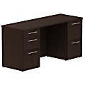 Bush Business Furniture 300 Series Office Desk With 2 Pedestals 60"W, Mocha Cherry, Standard Delivery