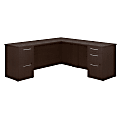 Bush Business Furniture 300 Series L Shaped Desk With 2 Pedestals 72"W x 22"D, Mocha Cherry, Premium Installation