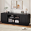 Bestier Wide Storage Cabinet with 2 Doors and Open Shelving, Black 1 thumbnail image