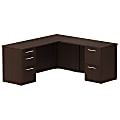 Bush Business Furniture 300 Series L Shaped Desk With 2 Pedestals 66"W x 22"D, Mocha Cherry, Standard Delivery