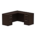 Bush Business Furniture 300 Series L Shaped Desk With 2 Pedestals 60"W x 22"D, Mocha Cherry, Standard Delivery