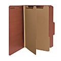 Smead® Pressboard Classification Folders, 2 Dividers, Legal Size, 100% Recycled, Red/Brown, Pack Of 5