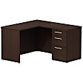 Bush Business Furniture 300 Series L Shaped Desk With 3 Drawer Pedestal, 48"W x 22"D, Mocha Cherry, Standard Delivery