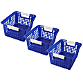 Romanoff Products Tattle Book Baskets, 12-1/4" x 6" x 9-3/4", Blue, Pack Of 3 Baskets