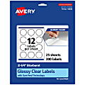 Avery® Glossy Permanent Labels With Sure Feed®, 94608-CGF25, Starburst, 2-1/4", Clear, Pack Of 300