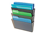 Deflecto Stackable Wall File Pocket, 3 Pack, Smoke