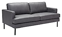 Zuo Modern Decade Polyester Sofa, 33-1/8"H x 72"W x 35-7/16"D, Vintage Gray