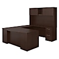 Bush Business Furniture 300 Series Bow Front U Shaped Desk With Hutch And 2 Pedestals, 72"W x 36"D, Mocha Cherry, Standard Delivery