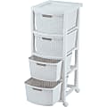 Rimax Plastic 4-Drawer Rolling Storage Cart, 32 15/16" x 13" x 15 4/9", White