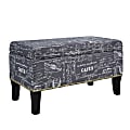 Linon Monica Storage Bench, 18"H x 32"W x 16"D, Grey Script 1 thumbnail image