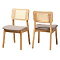 Baxton Studio Dannon 2-Piece Dining Chair Set, Gray/Natural Oak