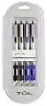 TUL® Retractable Gel Pens, Medium Point, 0.7 mm, Silver Barrel, Black And Blue Inks, Pack Of 4 Pens