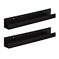 Kate and Laurel Levie Floating Shelf Wall Ledges, 3-1/2"H x 24"W x 3-9/16"D, Black, Set Of 2 Ledges