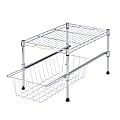 Honey-Can-Do Adjustable Cabinet Organizer With Shelf And Basket, 10 1/2"H x 11 3/4"W x 17 1/2"D, Chrome 1 thumbnail image
