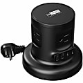 Uncaged Ergonomics Wireless Retractable Power Strip | Auto Cord Management + Wireless Charger - 4 x AC Power, 2 x USB Type A, 2 x USB Type C - 6 ft Cord - 1625 W - Cube, Desktop, Floor-mountable - Black 1 thumbnail image