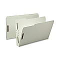 Nature Saver 1/3-Cut Pressboard Fastener Folders, Legal Size, 2" Expansion, 100% Recycled, Gray Green, Box Of 25
