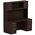 BBF 300 Series Double-Pedestal Desk With Enclosed Storage, 72 3/10"H x 65 3/5"W x 29 3/5"D, Mocha Cherry, Standard Delivery Service
