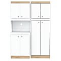 Inval Galley 2-Piece Kitchen Microwave Storage Cabinet System, 66-15/16”H x 23-5/8”W x 14-1/2”D, White/Vienes Oak