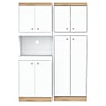 Inval Galley 2-Piece Kitchen Microwave Storage Cabinet System, 66-15/16”H x 23-5/8”W x 14-1/2”D, White/Vienes Oak 1 thumbnail image