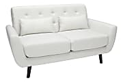OFM 161 Collection Mid-Century Modern Tufted Fabric Loveseat Sofa, Beige/Walnut 1 thumbnail image