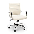 Essentials By OFM Ribbed Ergonomic Bonded Leather High-Back Chair, Ivory/Black