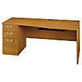 BBF Quantum 72" Left Hand Desk With Pedestal, 30"H x 71 3/8"W x 29 3/8"D, Modern Cherry, Premium Installation Service