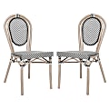 Flash Furniture 2 Pack Marseille Indoor/Outdoor Commercial Thonet Bistro Stacking Chair, Black & White/Light Natural Frame -2SDA6422STXTBWL 1 thumbnail image