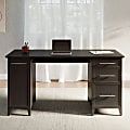 Realspace® Koru 60"W Straight Computer Desk With Integrated Power & Charging, Espresso Oak, BIFMA Compliant 1 thumbnail image