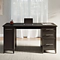 Realspace® Koru 60"W Straight Computer Desk With Integrated Power & Charging, Espresso Oak