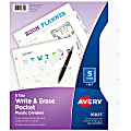 Avery® Write & Erase Durable Plastic Divider With Pocket, 5 Tabs, 9 1/4" x 11 1/4", White