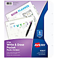 Avery® Write & Erase Durable Plastic Divider With Pocket, 5 Tabs, 9 1/4" x 11 1/4", White 1 thumbnail image