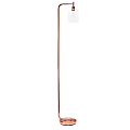 Simple Designs Modern Iron Floor Lamp, 67”H, Rose Gold Base/Clear Shade