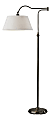 Adesso® Rodeo Swing-Arm Floor Lamp, 60"H, White Shade/Antique Pewter Base