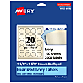 Avery® Pearlized Permanent Labels With Sure Feed®, 94110-PIP100, Square Scalloped, 1-5/8" x 1-5/8", Ivory, Pack Of 2,000 Labels
