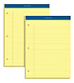 TOPS™ Docket™ Writing Pads, 3-Hole Punched, 8 1/2" x 11 3/4", Narrow Ruled, 100 Sheets, Canary, Pack Of 2 Pads