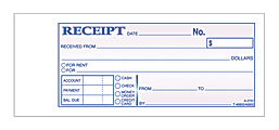 Adams® Money/Rent Receipt Books, 7 3/16" x 2 3/4", 3-Part, Carbonless, 50 Set Book