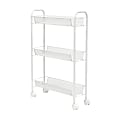 Honey Can Do Slim Rolling Wire Cart, With 3 Baskets, 30-3/4"H x 7-1/4"W x 19"D, White 1 thumbnail image