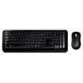 Microsoft® 800 Wireless Keyboard & Mouse, Straight Compact Keyboard, Black, Left-Handed Optical Mouse, Desktop 800